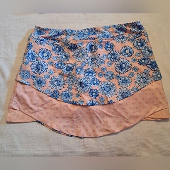 Turtles & Tees girls size XL or 14/16 skirt with modesty shorts, peach & blue - Picture 3 of 5